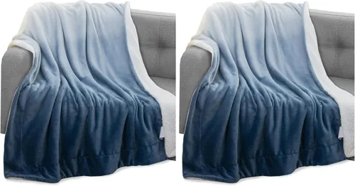 Vista 10 de Elegant Comfort Manta, Manta Reversible de Franela Sherpa, Ultra-Suave, Mullida, Acogedora y Afelpada - Manta Decorativa Ligera para Todas las Gris