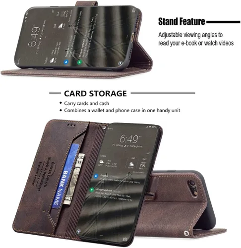 Vista 2 de jioeuinly Funda compatible con Celular Kalley Element 5+Plus Funda de teléfono Flip Stand Cover PU Cuero BF09 Funda tipo cartera marrón
