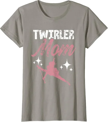 Vista 25 de Twirler Mom Baton Madre Majorette Funny Gymnastic Twirling T-Shirt Negro