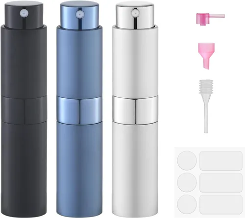 Vista 11 de Fusupak Atomizador de Perfume para Viaje Botella Recargable: Vaporizador de Colonia Portátil para Hombres - Mini Vaporizador Vacío para Recarga