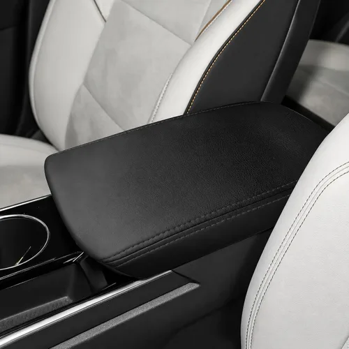 Vista 67 de Great-luck Funda de cuero para consola central, almohadilla para reposabrazos, accesorios de cubierta de caja (costuras rojas) para BMW X1 2023 2024