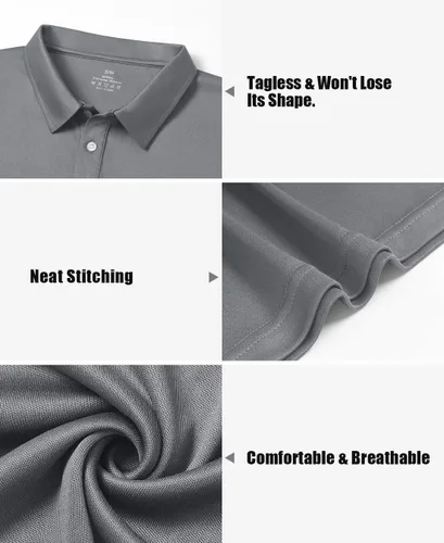 Vista 2 de Paquete de 5 camisas polo para hombre, ajuste seco, manga corta, camiseta de golf que absorbe la humedad, cuello casual, camisetas de trabajo