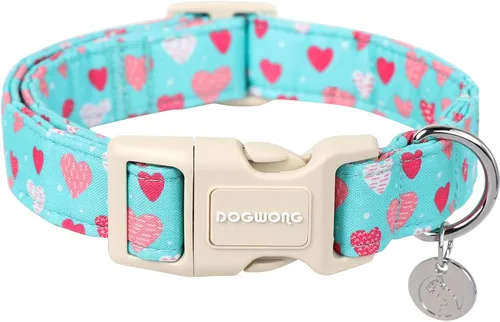Vista 33 de DOGWONG Collar de perro de San Valentín, collar de perro con estampado de corazones para perros grandes, lindos collares de primavera, hembra