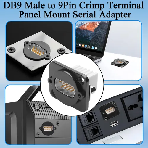 Vista 5 de QIANRENON DB9 Conector sin soldadura Conector compacto DB9 macho a 9 pines Terminal de crimpado Adaptador serie D-SUB 9Pin Cableado Enchufe