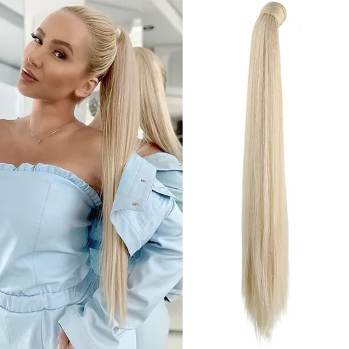 Vista 12 de SEIKEA Extensión de cola de caballo con clip alrededor del cabello lacio para mujer (12 pulgadas, negro)