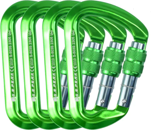 Vista 20 de SEPEAK UIAA - Mosquetón de escalada con bloqueo de 30 kN, clip profesional para puerta de tornillo resistente para escalada al aire libre