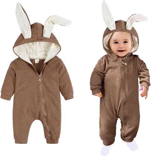 Vista 13 de AGQT Baby Bunny Costume Infant Girl Boy Easter Halloween Outfit Size 0-24M 7108a# Blanco -1pcs