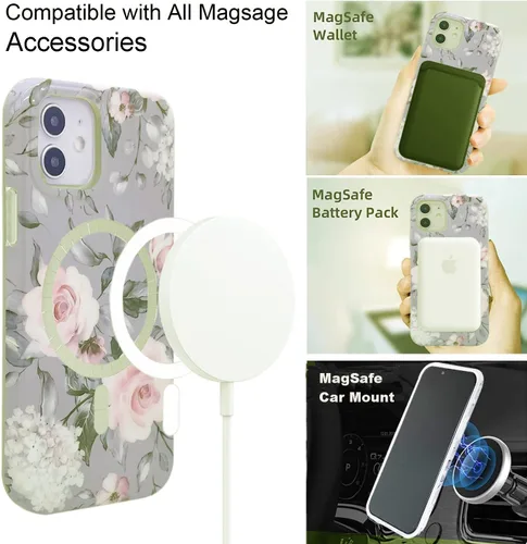Vista 4 de Funda magnética para iPhone 12/12 Pro de 6.1 pulgadas compatible con MagSafe, TPU suave, delgada, a prueba de golpes, protectora, bonito diseño