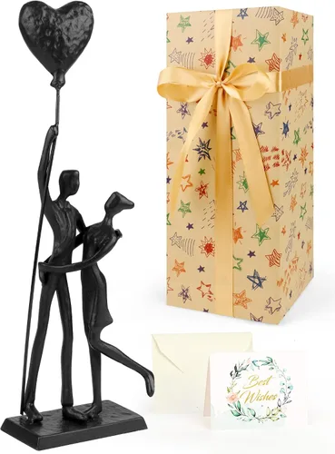 Vista 16 de Kresecioo Estatua Romántica de Pareja y Bicicleta Genial, Escultura de Hierro Fundido para Decoración, Regalos de Amor para Aniversario de Boda