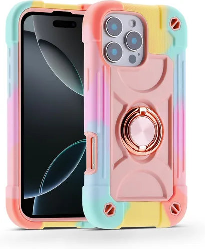 Vista 112 de MARKILL Funda compatible con iPhone 14 Pro de 6.1 pulgadas con soporte de anillo integrado, protección contra caídas de grado militar, carcasa Palta