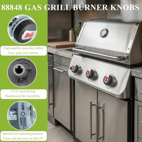 Vista 4 de 88848 Perillas para quemador de parrilla de gas aptas para Weber Genesis 300 Series (2011-2016) Fit for Weber Genesis Grill
