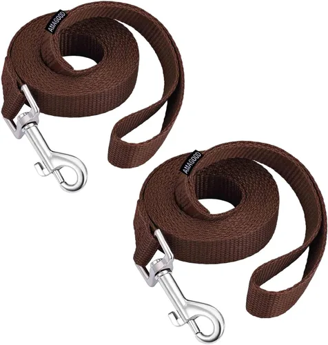 Vista 12 de AMAGOOD 6 pies de correas para cachorros/perros, correa de estilo tradicional resistente con gancho de cuello fácil de usar, correa para perros Negro