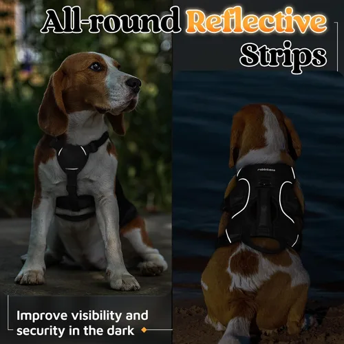 Vista 8 de rabbitgoo - Arnés para perros a prueba de fugas, arnés para mascotas acolchado y suave de cuerpo completo, arnés reflectante ajustable sin tirones