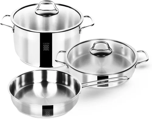 Vista 10 de Serenk Juego de ollas y sartenes de acero inoxidable, antiadherentes, 7 piezas, utensilios de cocina no tóxicos, utensilios de cocina de inducción