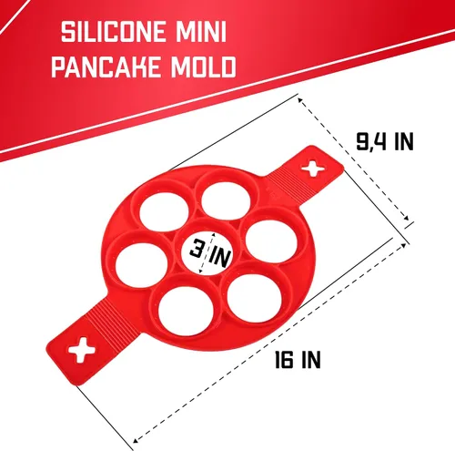 Vista 2 de Molde de silicona antiadherente para panqueques – Molde para panqueques de 7 círculos – Molde de silicona resistente al calor – Anillos de silicona
