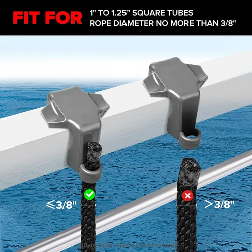 Vista 2 de Pontón - Clips para guardabarros para barcos para parachoques, soportes para boya y abrazadera/ajustador para rieles cuadrados, plástico ABS