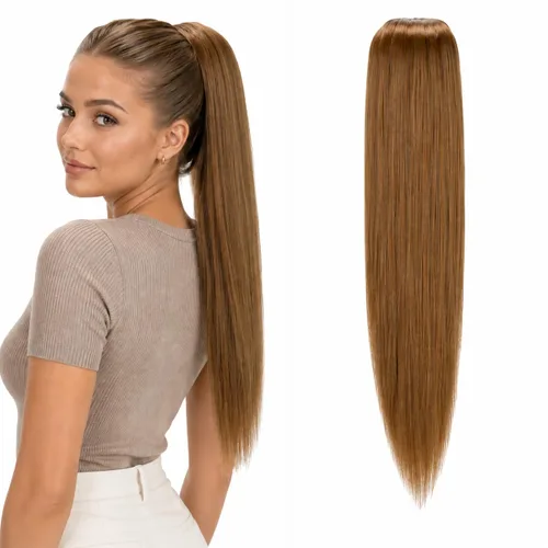 Vista 15 de CAISHA Extensión de cola de caballo de 22" con cordón voluminoso Straigtht negro-marrón PH503