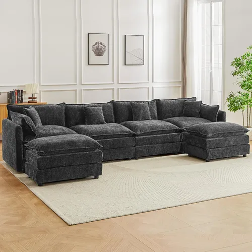 Vista 17 de Sofá modular seccional, juego de sofá en forma de L de 77 pulgadas con reposabrazos, cómodos sofás de nube de 2 plazas para sala de estar