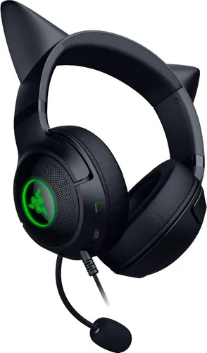 Vista 8 de Razer Kraken Kitty V2 Auriculares USB con cable orejas de gatito RGB Chroma - Iluminación reactiva de transmisión - Micrófono cardioide HyperClear