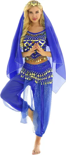 Vista 8 de TiaoBug Women's Belly Dancer India Dance Outfit Halloween Carnival Performance Costume