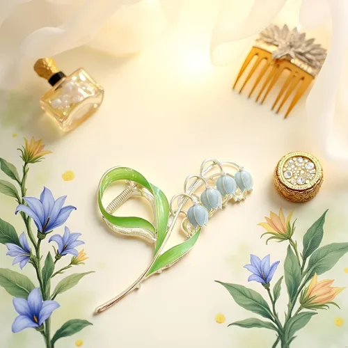 Vista 8 de Lily of the Valley - Accesorios para el cabello con flores, horquillas de metal, pinzas para cabello grueso y fino
