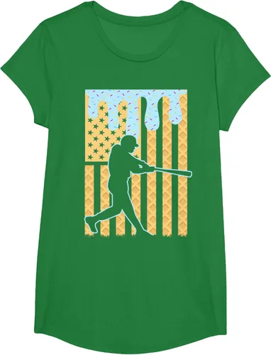 Vista 83 de Camiseta de béisbol Drip Boys Dripping Ice Cream Baseball American Flag, Negro -, Pequeña