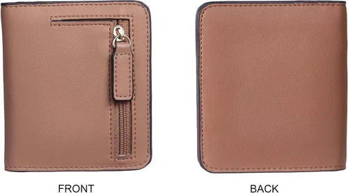 Vista 5 de Gostwo - Cartera compacta de piel genuina de lujo para mujer con bloqueo de RFID y ventana de identificación