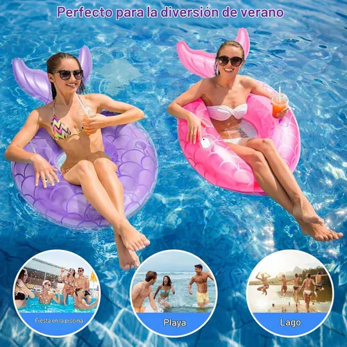 Vista 8 de MoKo Pool Float Adult, Mermaid Inflatable Swim Tube