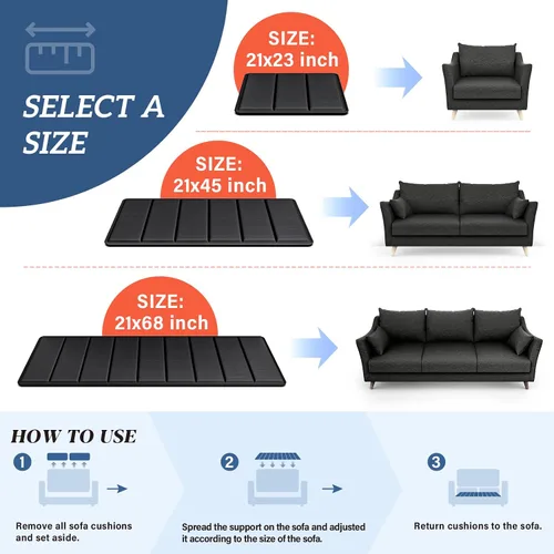 Vista 5 de Jin&Bao - Soporte de cojín de sofá para hundimiento, tablero de soporte de cojín de sofá de madera maciza resistente 21"- 67" para sofá de dos