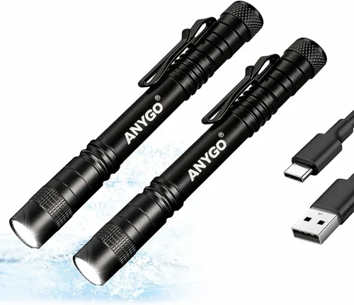 Vista 10 de Linterna recargable para bolígrafo, linterna de bolsillo USB-C de 300 lúmenes con clip 2Mode Mini Flashlight For Inspection, Work, Repair, Small
