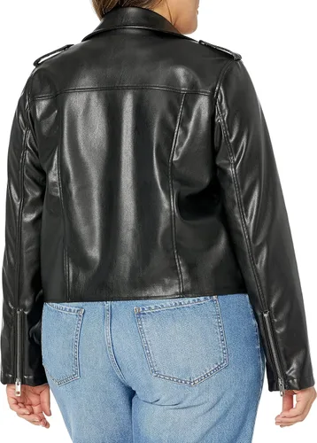 Vista 5 de The Drop Chaqueta de moto de piel sintética jaspeado para mujer