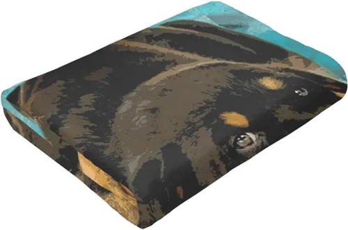Vista 6 de HAZIMCS Manta de franela de felpa de vellón, bonito diseño de animales perezosos de granja y cachorros Rottweiler para sillón reclinable
