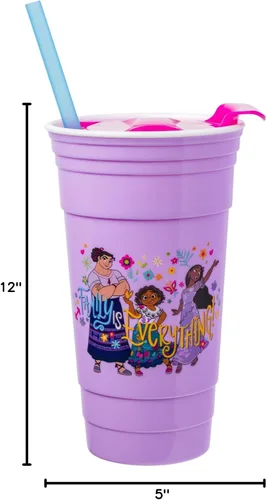 Vista 6 de Silver Buffalo Disney Encanto Family is Everything - Vaso de plástico de 32 onzas con tapa y popote