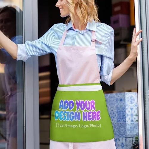 Vista 169 de AXKEUDO Delantal personalizado con bolsillos, delantales de cintura para camarera para cocinar en casa, restaurante, servir trabajo