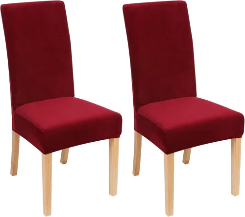 Vista 19 de Smiry - Fundas de terciopelo elásticas para sillas de comedor, juego de 2, ajuste suave, extraíbles, lavables, protector de silla de cocina Parsons