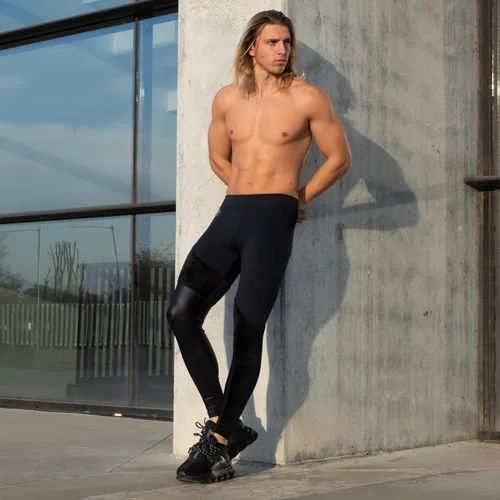 Vista 3 de Kapow Meggings Supreme Range - Leggings deportivos de lujo de compresión para hombre, ropa deportiva de moda para yoga y gimnasio con bolsillos