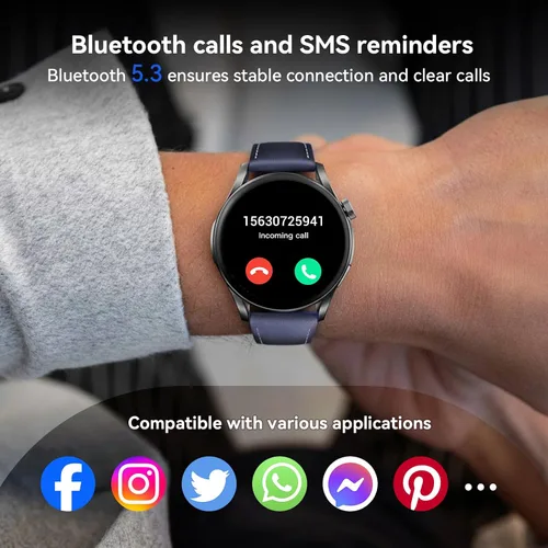 Vista 4 de Reloj inteligente (respuesta/hacer llamadas), pantalla FHD AMOLED de 1.43 pulgadas para hombres y mujeres, más de 100 modos deportivos, relojes