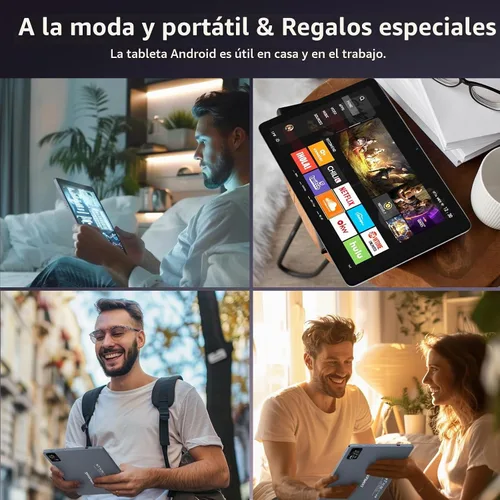 Vista 9 de DOMATON Tabletas, tableta Android de 10.1 pulgadas con 14 GB de RAM 128 GB ROM 1280 * 800 pantalla Incell, procesador octa-core batería de 7000 mAh