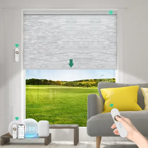 Vista 28 de Persianas motorizadas con control remoto [motor 100% opacas y silencioso] Persianas inteligentes compatibles con Alexa Google HomeKit, persianas