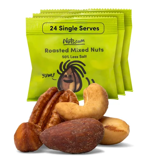 Vista 7 de Nuts com Nueces mixtas tostadas 50% menos de sal, 14 onzas – Nueces surtidas con almendras, anacardos, nueces pecanas, nueces de Brasil y avellanas
