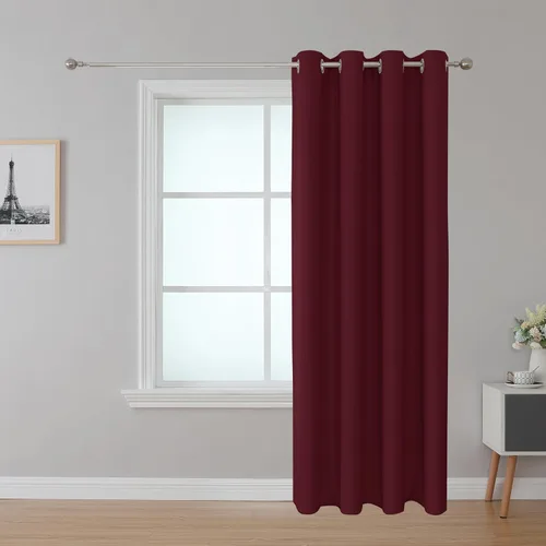 Vista 8 de Cortina opaca ignífuga, ojales en la parte superior, certificación NFPA 701, resistente al fuego para aula/dormitorio, 1 panel, negro, 42 x 63