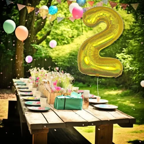 Vista 4 de DIWULI Globos dorados de 40 pulgadas – Globo grande del número 2, globos dorados grandes, decoraciones de fiesta de cumpleaños de helio, suministros