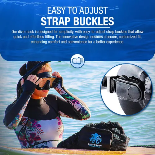 Vista 4 de Kraken Aquatics Máscara de buceo para adultos Equipo de esnórquel de calidad para adultos, equipo de buceo, máscara de buceo, equipo de buceo