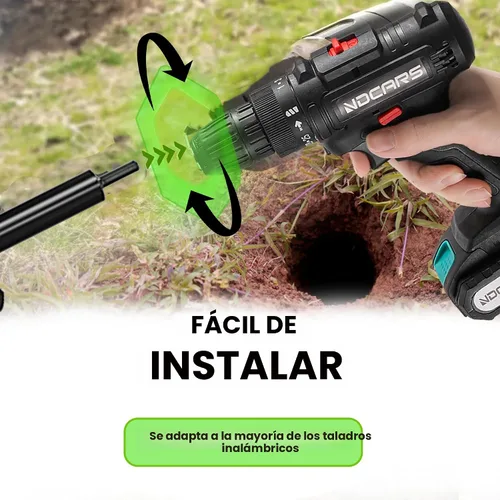 Vista 5 de Paquete de 4 brocas de taladro para plantar – Herramienta de agujero en espiral de jardín y plantador de bulbos para agujeros de paraguas
