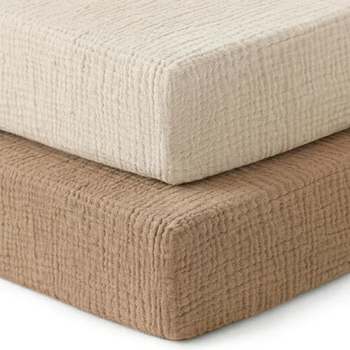 Vista 21 de Pro Goleem Sábanas de muselina para cuna, para niños y niñas, suaves, transpirables, de algodón neutro, para colchón estándar de cuna y colchón de 1