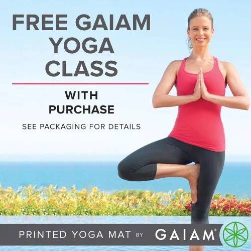 Vista 4 de Gaiam - Esterilla de yoga premium de 5mm con estampado, gruesa y antideslizante para todo tipo de yoga, pilates y entrenamientos en el suelo