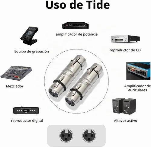 Vista 2 de Adaptador de acoplador XLR hembra a hembra de 3 pines conector XLR para cables de audio o sistemas PA 2 unids