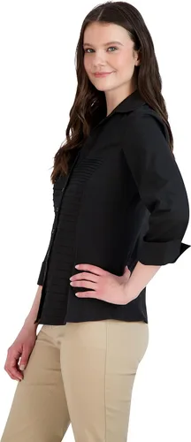 Vista 2 de Zac & Rachel Camiseta de manga 34 con botones para mujer con inserciones de punto acanalado para un ajuste cómodo
