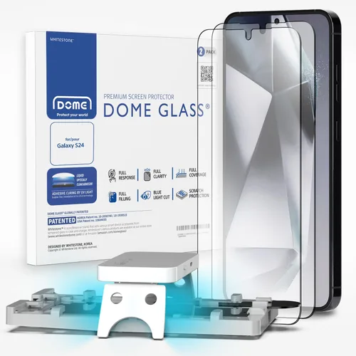 Vista 8 de DOME GLASS Whitestone [Auténtica cobertura completa] Protector de pantalla de vidrio templado para Galaxy S24 Plus con lámpara UV [2 unidades]