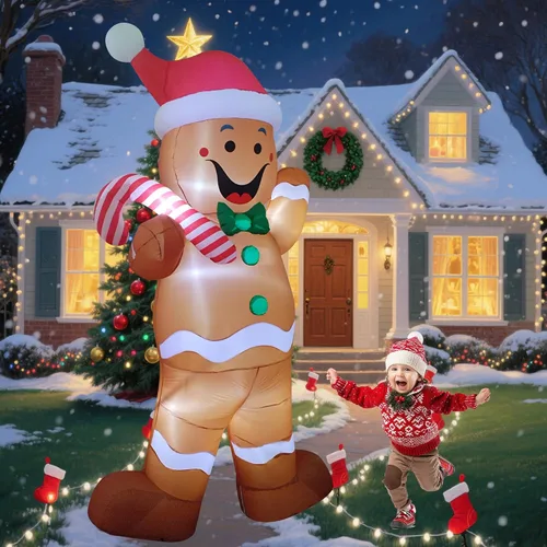 Vista 3 de Decoración inflable gigante de Navidad con luz LED de 12 pies para exteriores, decoración inflable para patio/fiesta/césped/jardín/entrada